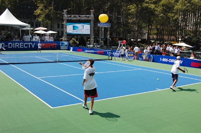 Between 11 a.m. and 1 p.m., tennis stars such as John McEnroe and Serena Williams played on the courts; later in the day the area was opened to the public.