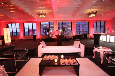 Patton Group's Jayne Sandman chose the furniture's black and white color scheme as a backdrop for the guests' colorful dresses.