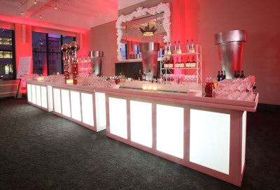 An uplit glass-topped bar anchored the after-party in the W's Altitude ballroom.