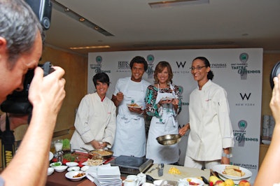 A cooking demonstration in an adjoining suite featured Top Chef contestants Carla Hall and Ariane Duarte.