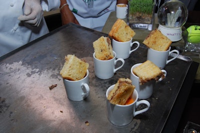 Chef Kevin Harry of Heartbeat made short-rib-stuffed grilled cheese sandwiches and tiny mugs of tomato bisque.
