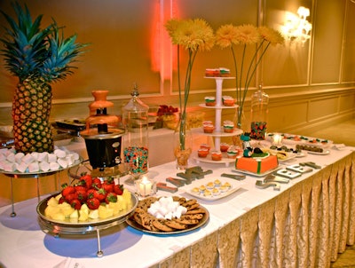 Sugar Fancies served Marlins-themed sweets including orange and green cupcakes topped with sugar sculptures of baseball jerseys.