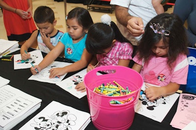 Radio Disney provided arts and craft stations to keep kids entertained while they waited in line to get a picture with Mickey and Minnie Mouse.