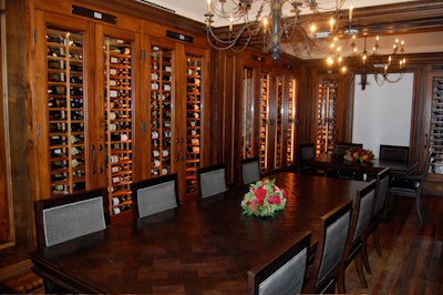 The 18-seat Private Cellar dining room has wine display cabinets for 1,400 bottles and private wine lockers.