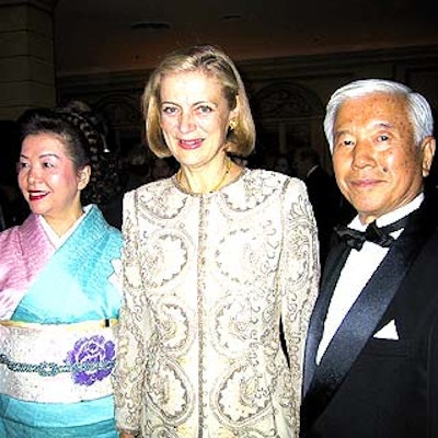 At the United Nations annual Ambassadors Ball, Nane Annan (center), wife of secretary general Kofi Annan, posed with Pasterra Inc. president Tomiko Abe (left) and Yoshitaka Kato, director of Pasterra Inc.