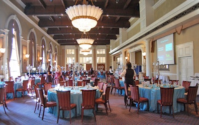 Blue linens topped tables—named after countries where the Herbie Fund has helped a child—in the dining room.