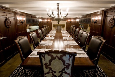 The Louis XIII room, on the lower level, can host private functions for as many as 18.