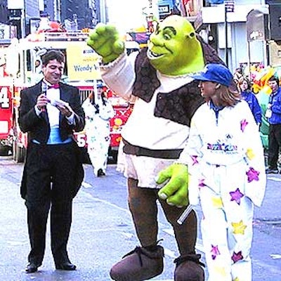 Dreamworks' Shrek character and event M.C. Nick Santa Maria was one of many of the cartoon and movie characters in the parade.