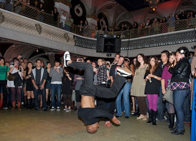 A San Francisco break-dancer performed for the crowd at the August 6 show at Ruby Skye.