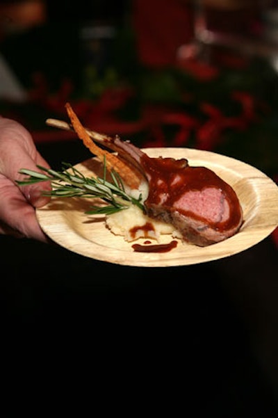 Caterers from golf resort Villas of Grand Cypress prepared lamb chops with rosemary and mashed potatoes.