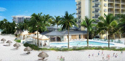 The beach area next to the new pool will accommodate an additional 300 people for events.