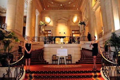 On the staircase leading to the Hilton Chicago's ballrooms, models posed in jewelry from sponsor David Yurman.