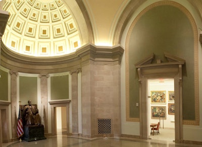 Pope Hall Atrium is adjoined by an art gallery and a meeting room.