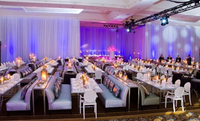 Three seating areas in the ballroom—for inductees, V.I.P. guests, and ticket holders—received unique decor treatments to differentiate each section.