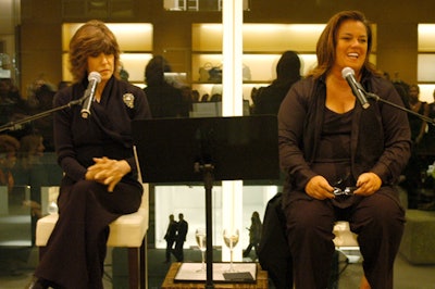 Armani on Madison Avenue staged a reading from Nora and Delia Ephron's new play. Rosie was intimidated by the four-figure price tag on her shirt.