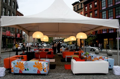 To house weary shoppers trekking between events, Ikea partnered with Best Buy's Geek Squad to create a tented lounge in the meatpacking district.