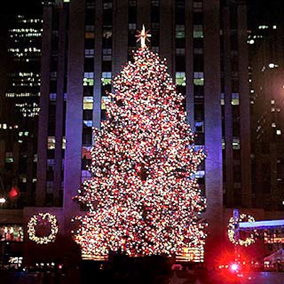 The highlight of the Christmas tree lighting ceremony at Rockefeller Center was, of course, the tree: A 71-year-old Norwegian spruce from New Jersey, covered with 30,000 lights. (Photo by Joe Vericker/PhotoBureau Inc.)