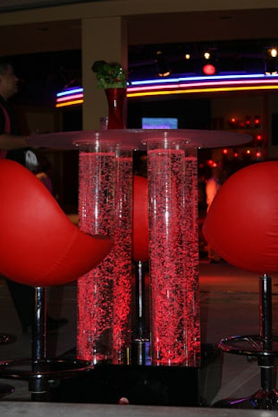 Tubes of water served as table legs.