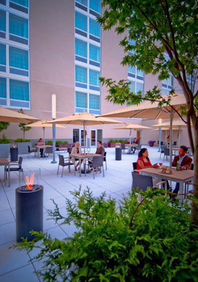A 3,180-square-foot patio on the second floor accommodates 215.