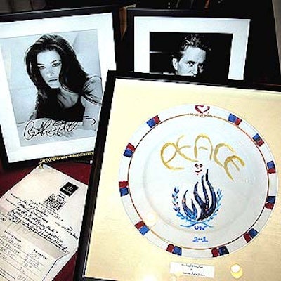 Some of the silent auction items included Make-A-Wish Foundation dishes personalized by celebrities such as Michael Douglas and Catherine Zeta-Jones.