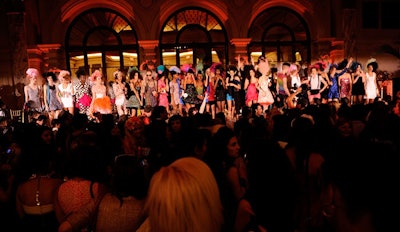 Betsey Johnson staged her presentation at the Plaza hotel, where the designer danced with her models to the live music of Ida Maria.