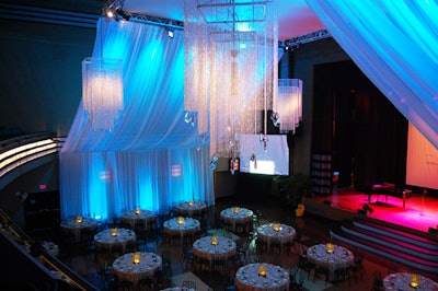 Four 12-foot chandeliers hung from the ceiling in the concert hall.