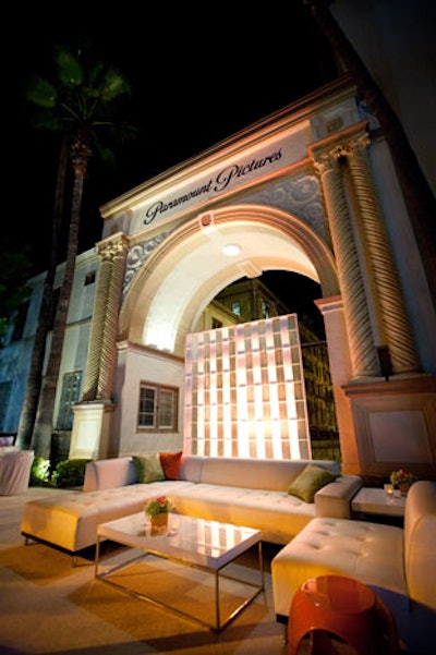 The features of the Paramount lot made a dramatic backdrop for the party.