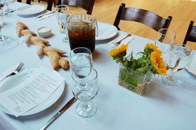 At Cafe Brauer, lunch tables were decorated with knotty loaves of bread and flowers from the Green City Market.