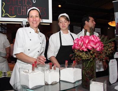Cafe des Architectes pastry chefs Suzanne Imaz and Martial Noguier made chocolate-raspberry push-up popsicles.