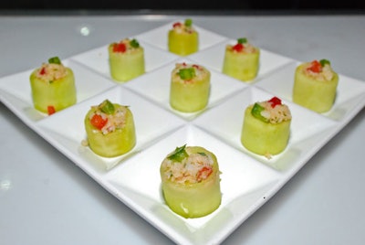 Among Aaron's Catering's passed hors d'oeuvres was cucumber ceviche.