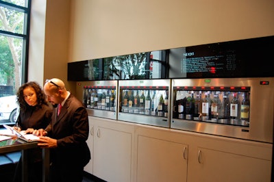 Also at the front of SD26's space is an enomatic system that dispenses red and white selections from the wine list.