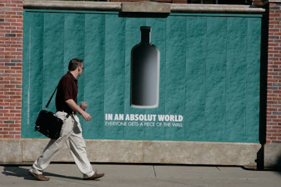 Absolut teased the arrival of the stunt with a cryptic covering for the wall before its August 26 unveiling.