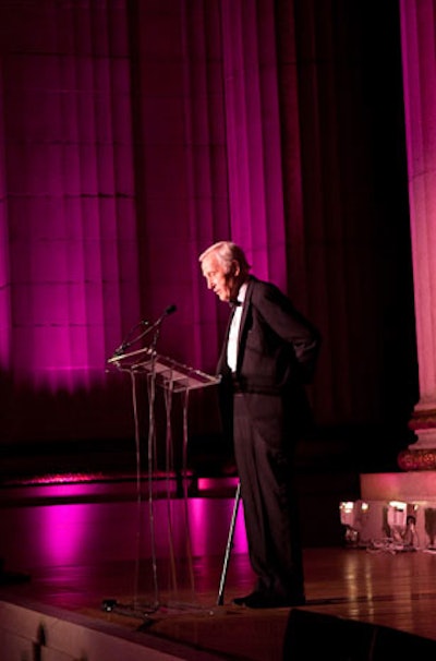 TV journalist Roger Mudd served as the M.C., from behind a Plexiglass lectern.