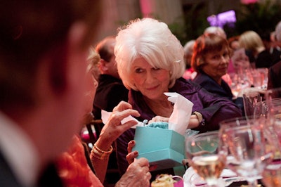 Guest of honor Diane Rehm received several gifts throughout the night, including a necklace from Tiffany & Co.