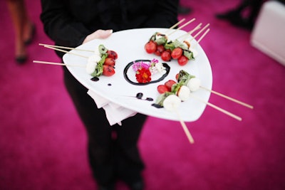 Hors d'oeuvres included caprese skewers.