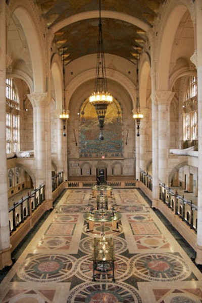 Skylight One Hanson's ground-floor space retains much of the site's historic grandeur, including marble floors, ornate light fixtures, and cathedral-like ceilings.