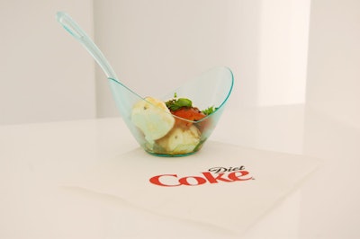 Diet Coke partnered with Hilton Hotels to cater the automat on the pop-up's opening day, filling the vending machines with small plates like mozzarella and heirloom tomato salad.