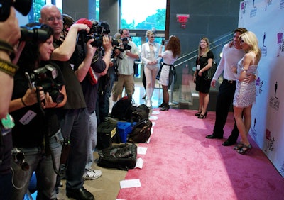 A pink carpet sat inside the theater's lobby for the What a Pair benefit concert.