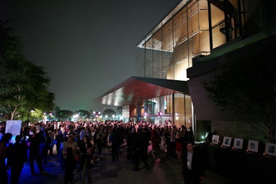 A silent auction and cocktail party took place at a terrace located outside the theater.