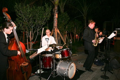 New World Symphony's jazz trio played throughout the night along with DJ Rceez on a raised platform at the far end of the pool.