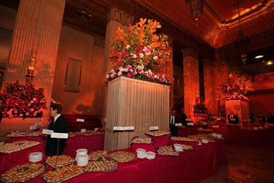 Jewell Events Catering provided snacks for an Italian buffet in the opera house's foyer.
