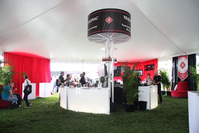 An illuminated circular bar occupied the center of Beam Republic's tent.