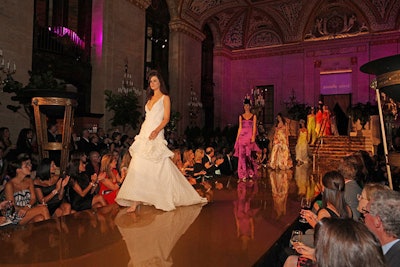 The Pamella Roland fashion show took place on a runway that spanned the hotel lobby.