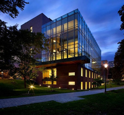 The lobbies of Koerner Hall overlook the University of Toronto's Philosopher's Walk.