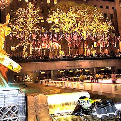 The Rockefeller Center ice rink was closed off to the public for the exclusive use of party guests.