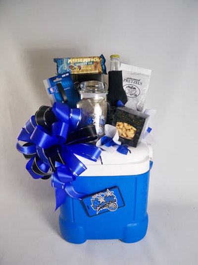 An Orlando Magic-themed cooler by the Basket Case