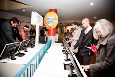 Endo Networks set up computer terminals in the lobby, where guests obtained cruise passes that could be turned in for a gift bag at the end of the evening, provided the individual had received stamps from five of the activations set up throughout the space.