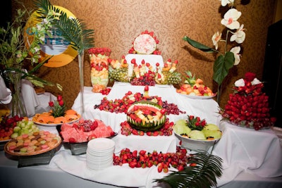Platters of fruit topped a food station dubbed Cruise Bites.