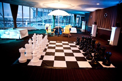 An activation sponsored by Tretorn included a giant chess game where guests could win a pair of deck shoes or rubber boots.
