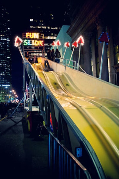 Recently downsized business people staffed the midway rides on Bay Street.